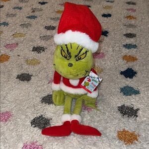 Grinch Plush decor with Santa Hat